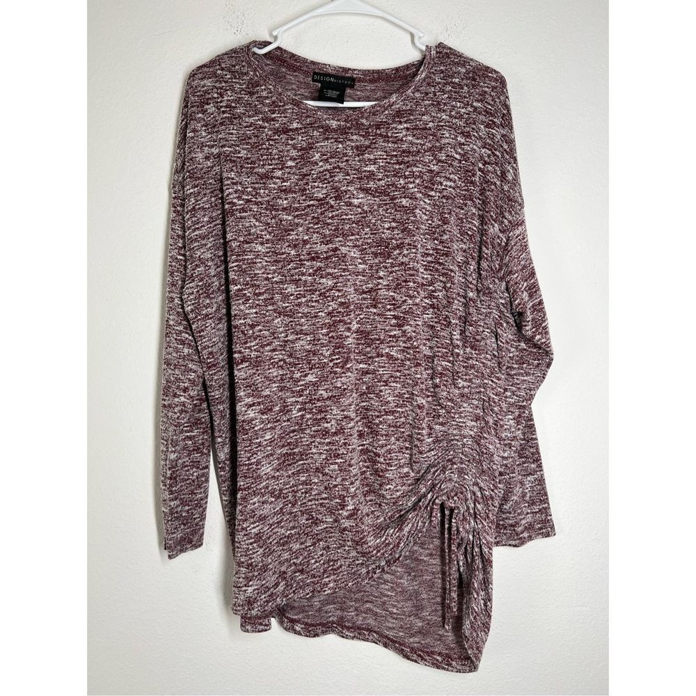 Design History Marled Burgundy Crewneck Sweater
